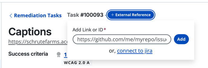 Screenshot of External Reference button